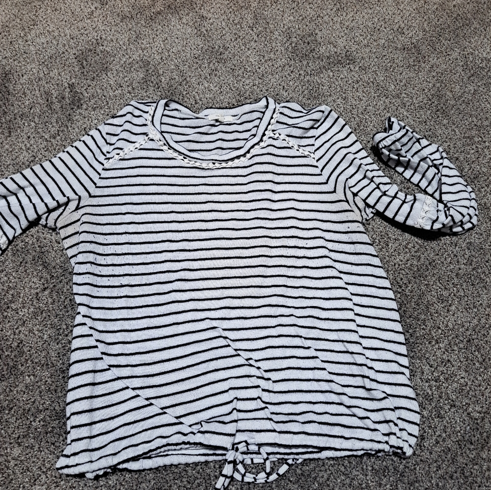 Maurices Navy and White Striped Top